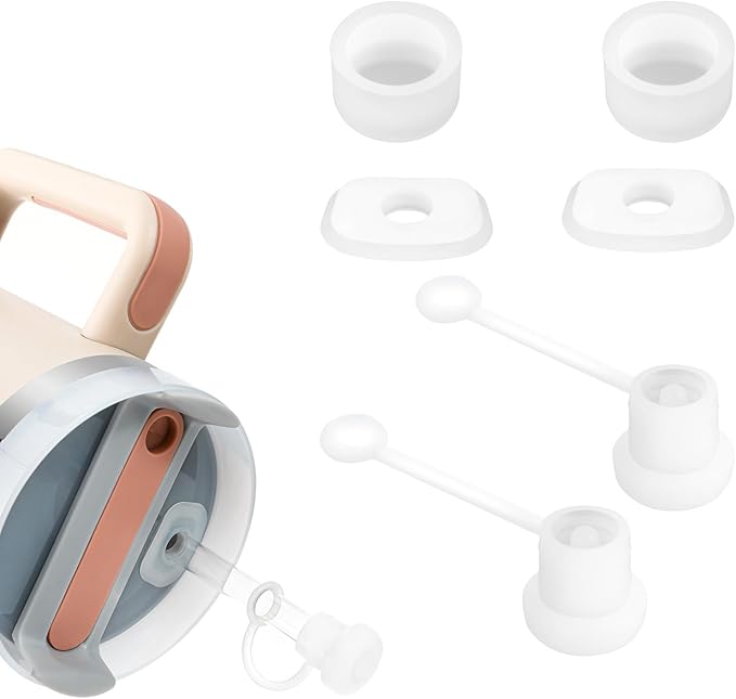 2 Set Spill Stoppers for Stanley Cup 20oz/30oz/40oz/64oz, Leak Proof Accessories for Stanley Tumbler with Straw Cap and Square Pad and Round Cover (Clear, 2)