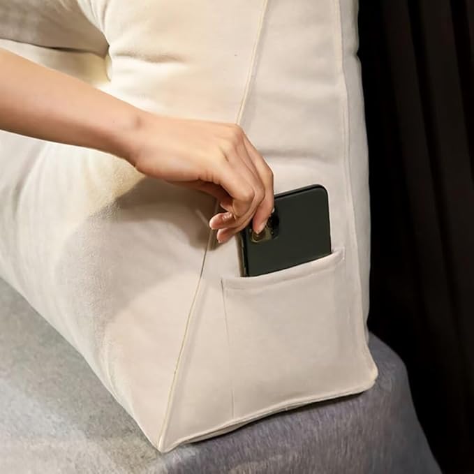 Triangular Headboard Pillow Wedge Pillow for Headboard Gap Headboard Pillow Twin Daybed Pillows Backrest Pillow with Side Pockets