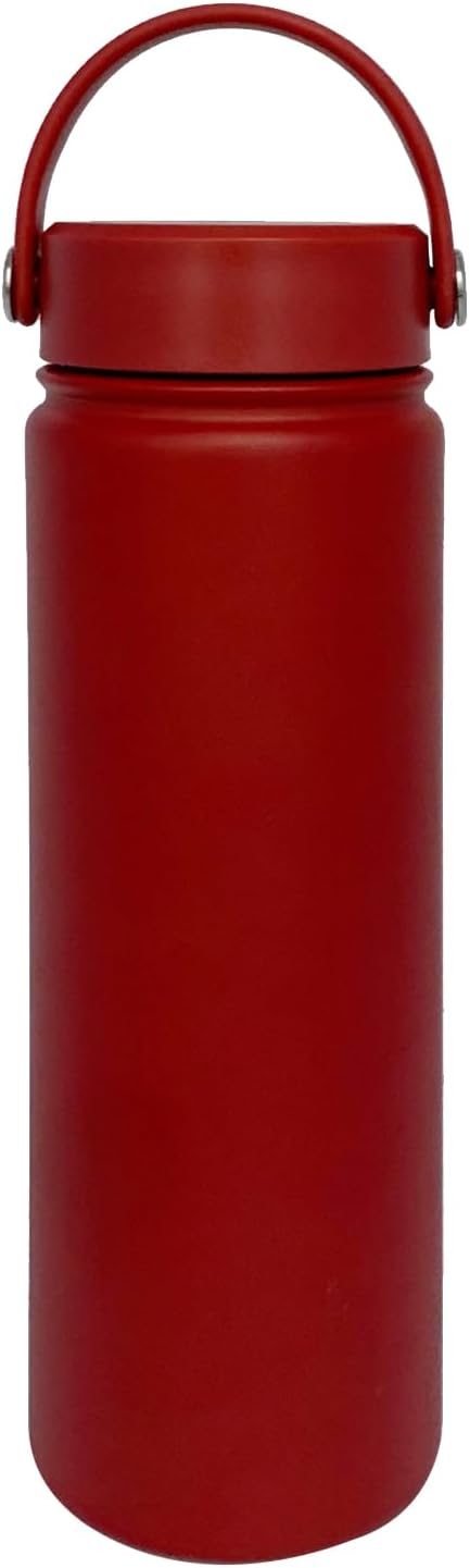 22oz Insulated Water Bottle ，Stainless Steel Sports Water Cup Flask with 2 Lids, Wide Mouth Travel Thermal Mug,Outdoor Sports Bottle（Deep red）