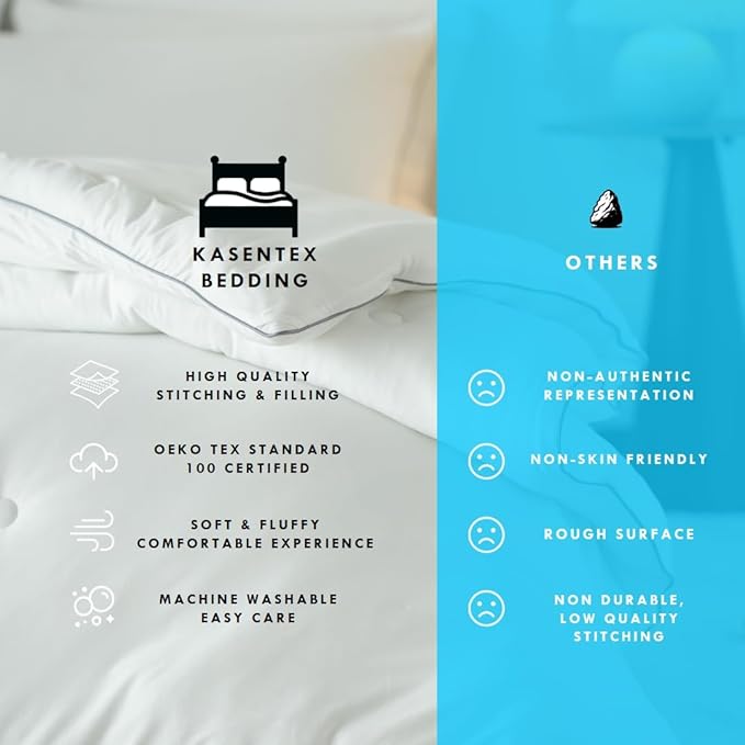 KASENTEX Super-Duper 104x90 Ultra Soft Jersey Knit King Size Comforter Set, 1 Buttery Smooth Solid Bedding Duvet Insert and 2 Pillow Cases with Zipper, Winter Warm, White