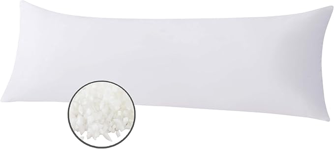WhatsBedding Memory Foam Body Pillow for Adults, Long Body Pillow for Sleeping, Full Body Pillow for Bed (Removable Cotton Jersey Knitted Cover) - White
