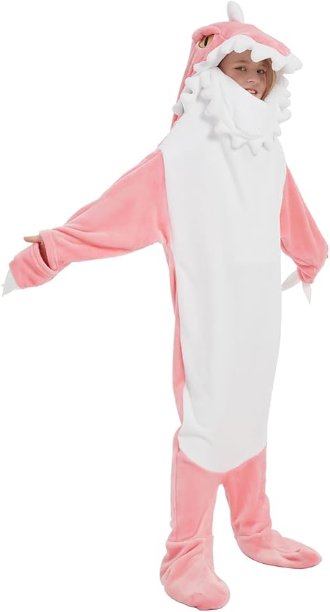 NAFLEAP Wearable Blanket Hoodie kids Shark Dinosaur Onesie Costume Sleep Bag Gifts for Girls