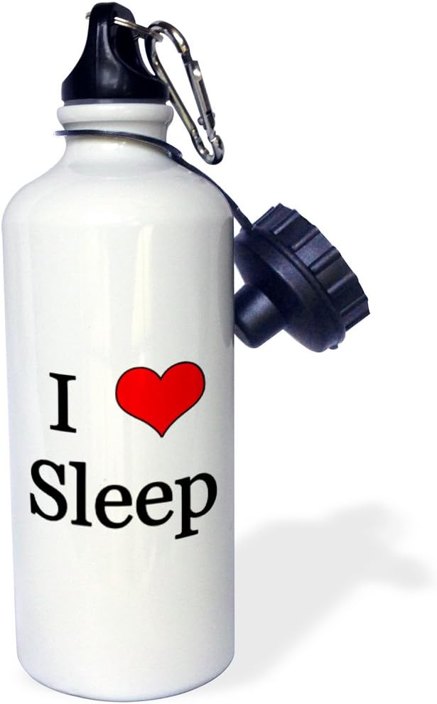 3dRose I love sleep Sports Water Bottle, 21 oz, Multicolor