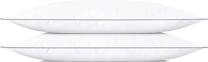 SILUI Extra Flat Soft Thin Pillows Standard Size Set of 2 Pack Bed Pillow with Down Alternative Fill for Side Back Stomach Sleepers, 20x26 Inches, White