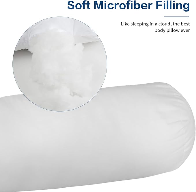 Long Body Pillow for Adults,Full Body Pillow with Velvet Pillowcase,Round Bolster Pillow for Sleeping,Hug Pillow(Gray,75×6 inch)