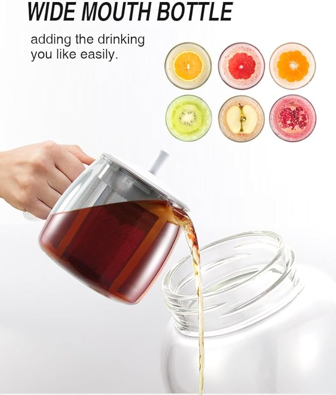 24OZ Borosilicate Glass Infuser Water Bottle,Glass Tea Tumbler with Strainer and Anti-slip Sleeve, Sport Water Bottles for Gym Hiking Camping