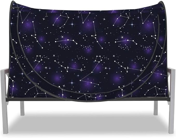 Privacy Pop up Eclipse Bed Tent Bed Drapes (Starry Constellation, Queen)