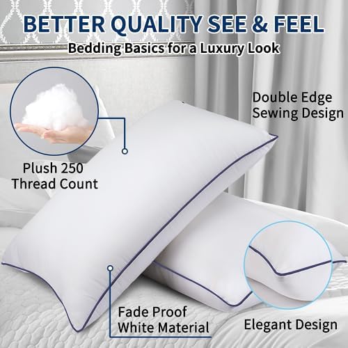 OPPOSY Bed Pillows for Sleeping 2Pack Medium Firm, Standard Size Set of 2, Cooling Pillows Hotel Quality with Premium Soft Down Alternative Fill for Back, Stomach or Side Sleepers（Pack of 2）