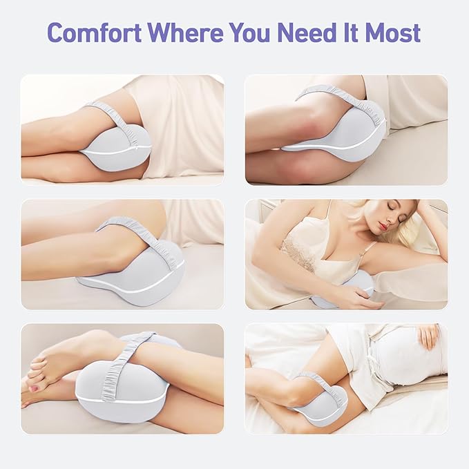 Leg & Knee Pillow for Side Sleepers - Smooth Spine Alignment Pillow - Memory Foam Knee Pillows for Back Hip Pain, Spine Aligning, Sciatica, Surgery Recovery, Pregnancy