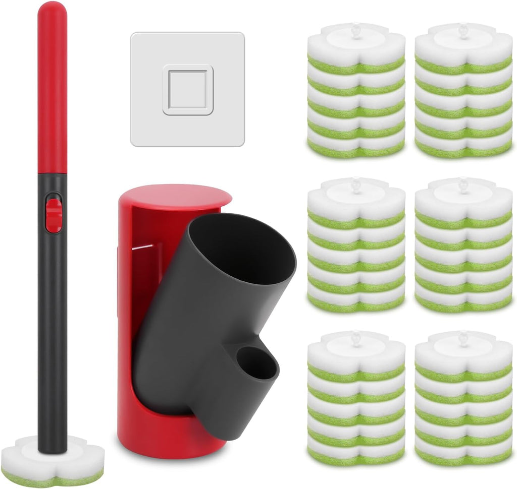 Disposable Toilet Brush - 30 Toilet Wand Refills,Toilet Brush with Holder,Disposable Toilet Bowl Cleaner Wand for Deep Cleaning and Hygienic Bathroom Maintenance.