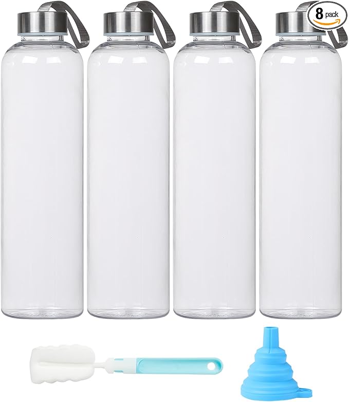 27 Oz Water Bottle Clear Plastic bottles Reusable Leak-Proof Seal Bottle with Stainless Steel Lids and Cleaning Brush for Fitness,Sports,Travel (8)