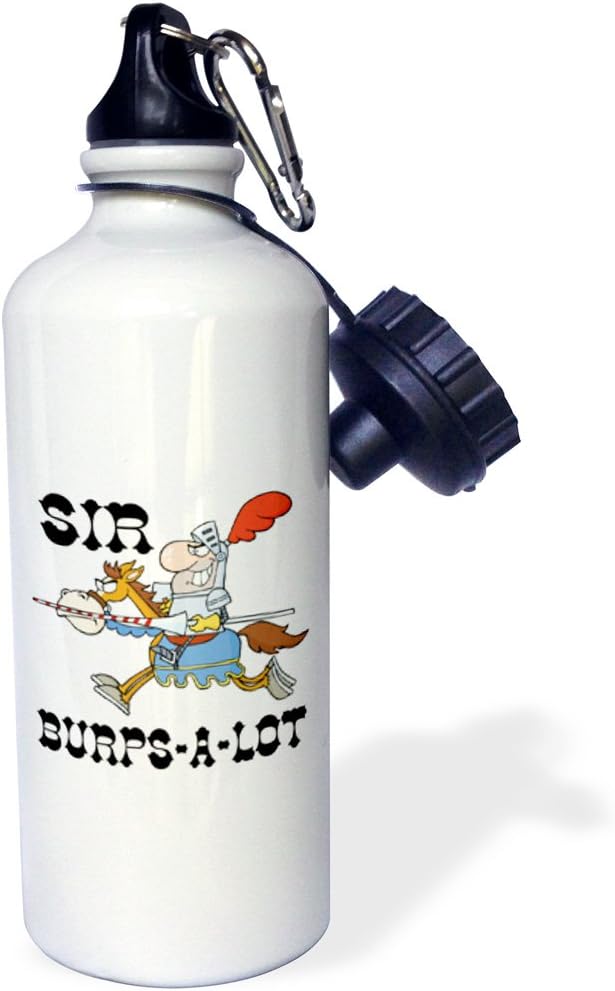 3dRose Funny Knight Sir Burps A Lot-Sports Water Bottle, 21oz , 21 oz, Multicolored