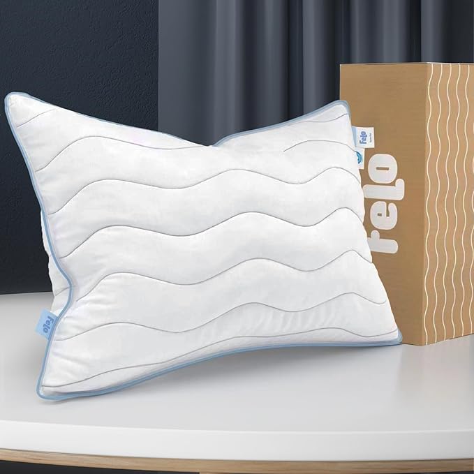 felo Feather Down Pillow King Size,CloudFusion Goose Pillow for Sleeping, Luxury Hotel Collection Bed Pillow, Supportive Soft Pillow for Side Back Pain Sleepers, 100% Organic Cotton Shell (20" x 36")