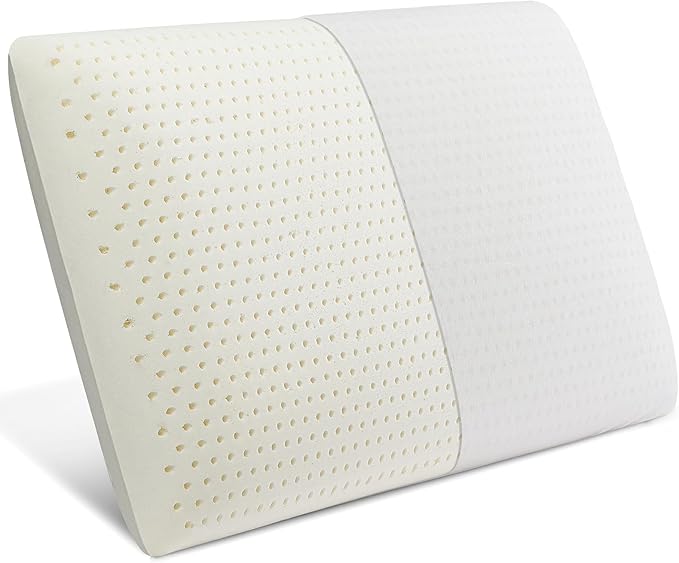 Latex Pillow, 100% Talalay Natural Latex Pillow, Soft Sleeping Bed Pillows with Cotton Cover, Standard Size, Perfect for side/back pain, stomach, neck, stress relief