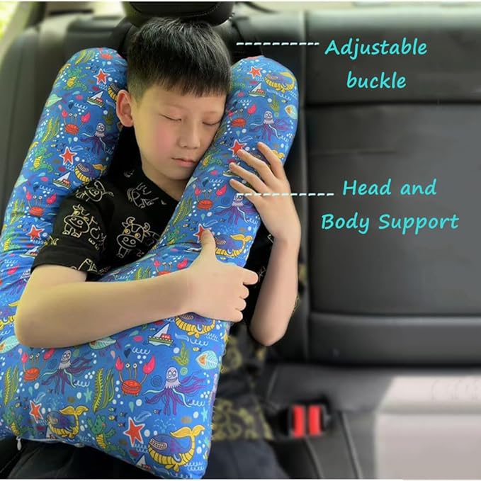 Car Travel Pillow for Kids Adults Soft Neck Pillow Head and Body Support Pillow Breathable Seat Pillow Car Aircraft Travel Pillow Neck Support Pillow Cushion for Long Journey Travel Accessories