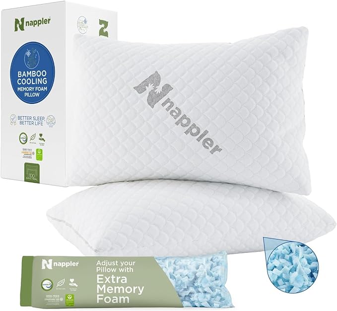 Cooling Pillow for hot Sleepers -Bed Pillows Standard Size Premium Set of 2 - Adjustable Shredded Memory Foam - Medium to Firm Pillows for Back, Stomach & Side Sleepers - Washable Cover