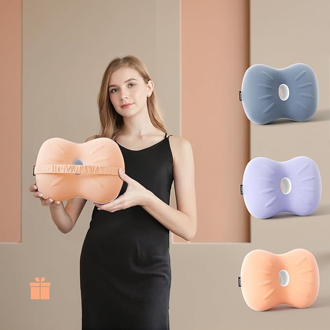 Knee Pillows for Knee Pain, Hip Pain - Cooling Side Sleeper Pillow Between Legs - Memory Foam Knee Pillow for Side Sleeping - Small Knee Pillow with Strap for Side Sleepers (Peach)