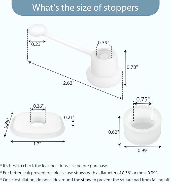 2 Set Spill Stoppers for Stanley Cup 20oz/30oz/40oz/64oz, Leak Proof Accessories for Stanley Tumbler with Straw Cap and Square Pad and Round Cover (Clear, 2)