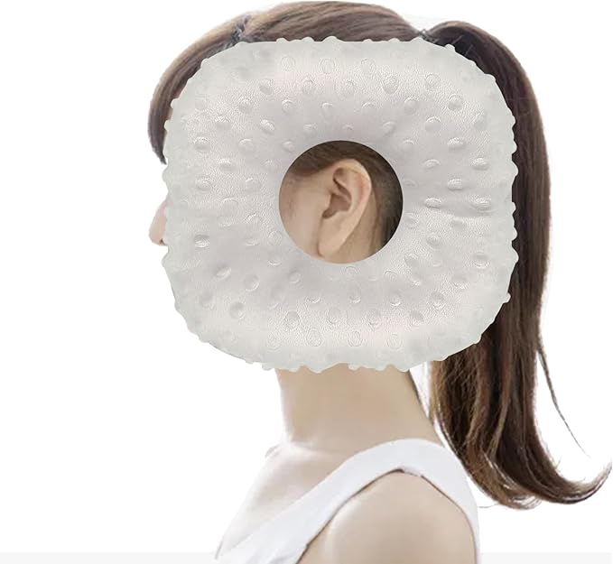 Piercing Pillow, Ear Hole Piercing Pillows, O-Shaped Side Sleeping Pillow, Ear Protector Pillow for Ear Pain, Piercing, CNH, Pain Relief Sleeping, Pressure Sore, Minky Dot(Gray), Small