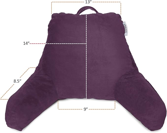 Nestl Reading Pillow for Kids, Small Bed Pillow, Back Pillow for Sitting in Bed, Memory Foam Chair Pillow, Reading & Bed Rest Pillows, Purple Back Pillow for Bed, Arm Pillow with Pockets