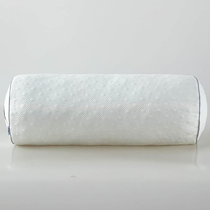 Kingnex Adjustable Roll Bolster Pillow, Under Knees for Sleeping on Back, Between Legs for Side Sleepers Shredded Cool Gel Infused Memory Foam Insert with Removable Bamboo Viscose Cover 20x8