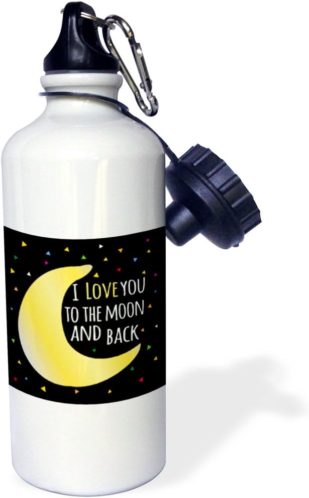 3dRose I love you to the moon and back-cute saying with triangle stars Sports Water Bottle, 21 oz, Multicolor