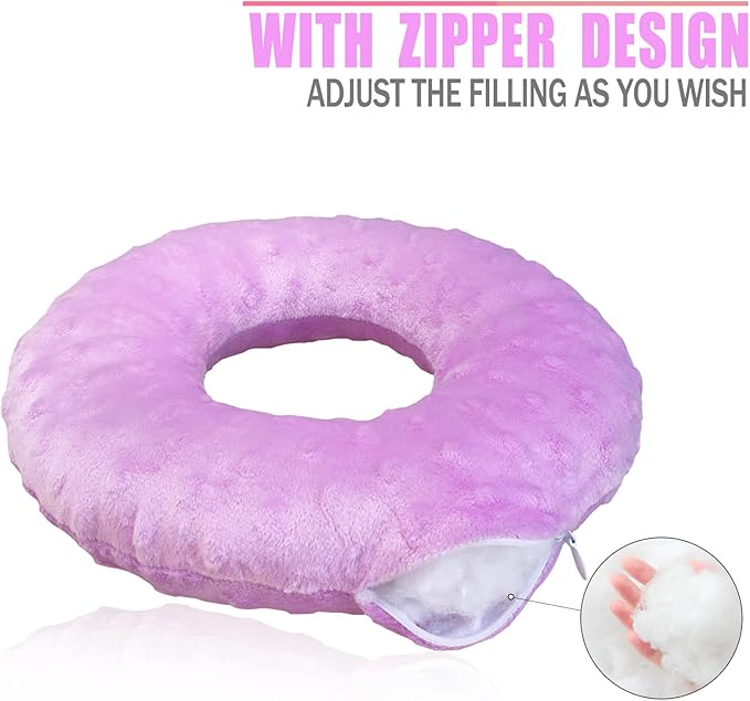 Ear Hole Piercing Pillows for Ear Pain Side Sleeping CNH Pillow Pressure Sore Pain Relief Ear Guard Protector Lifesaver Tinnitus Support Neck Head, Minky Dot Lavender