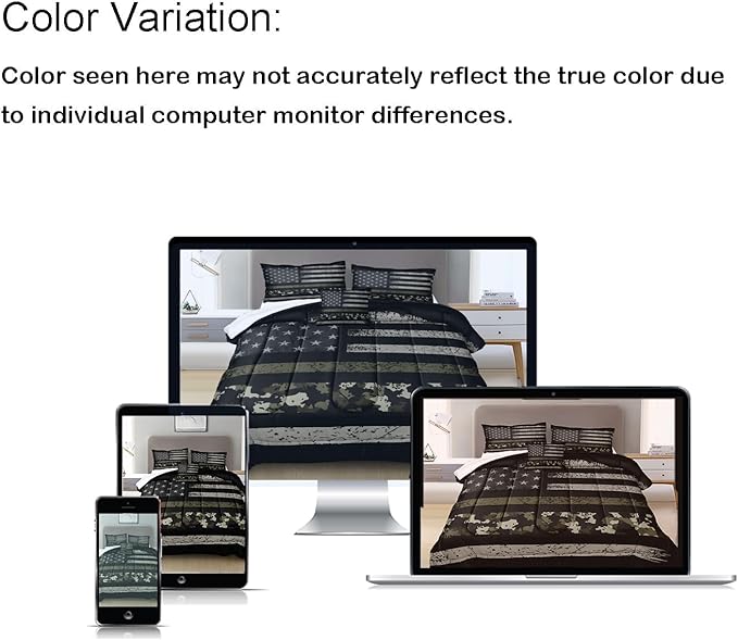 Bedbay American Flag Bed Comforter King Size Camo Comforter Set Black Grey Army Green Camouflage USA Flag Bedding Quilt Set Room Decor for Men 4 Pcs Soft & Lightweight Down Comforter (Camo,King)