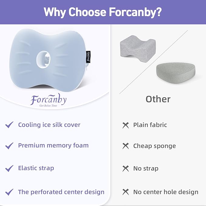 Leg & Knee Pillow for Side Sleepers - Smooth Spine Alignment Pillow - Memory Foam Knee Pillows for Back Hip Pain, Spine Aligning, Sciatica, Surgery Recovery, Pregnancy