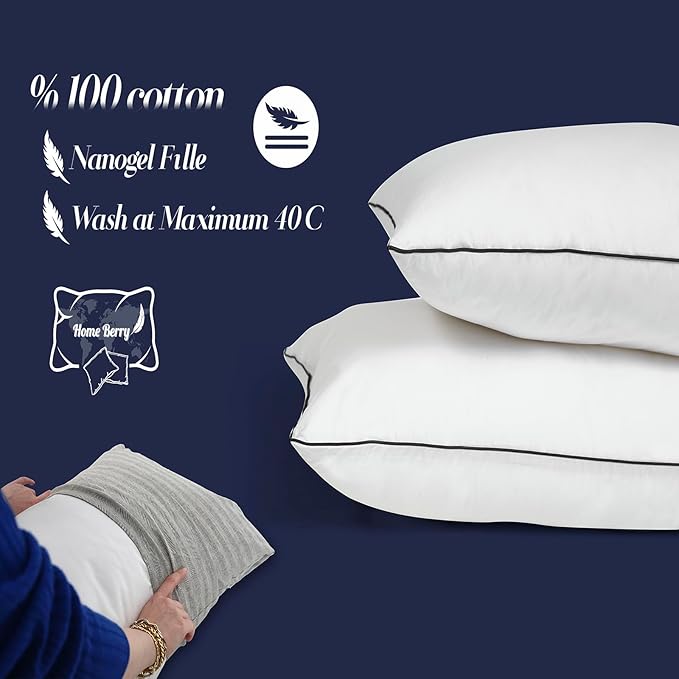Bed Pillows Queen Size Set of 2 - Pillows for Side and Back Sleepers, Super Soft Down Alternative Microgel Filled Pillows | Comfortable Hotel Luxury Cooling Pillow 20x30 Inches