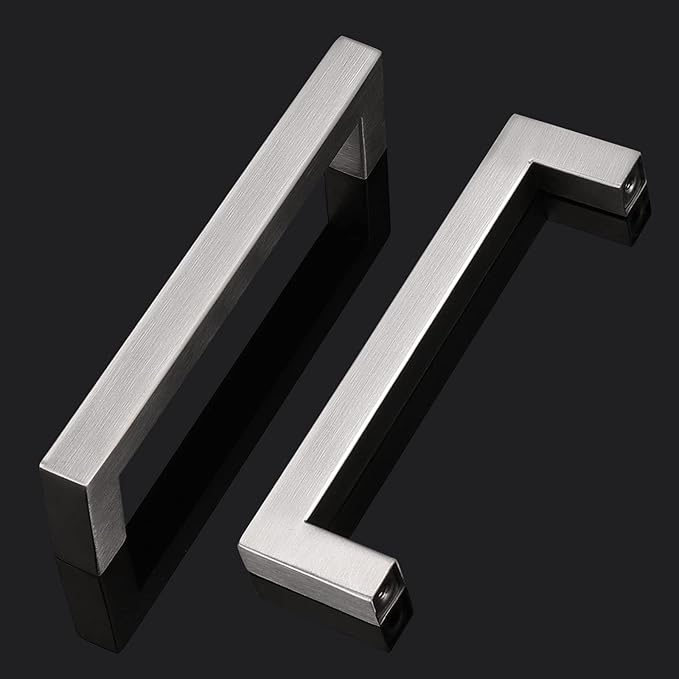 Probrico 4 Inch Satin Nickel Cabinet Pulls Stainless Steel, 10 Pack Door Cabinet Handles,Drawer Dresser Pull Knobs Kitchen Furniture Hardware for Cupboard Wardrobe,Total Lenght:4-1/2 Inch (114mm)