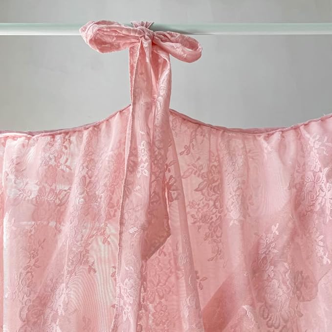 Mengersi Canopy Bed Curtains with Tie Backs,Princess Bed Canopy Curtains Bed Drapes Sheer Curtains for Bedroom Decor（King,Pink