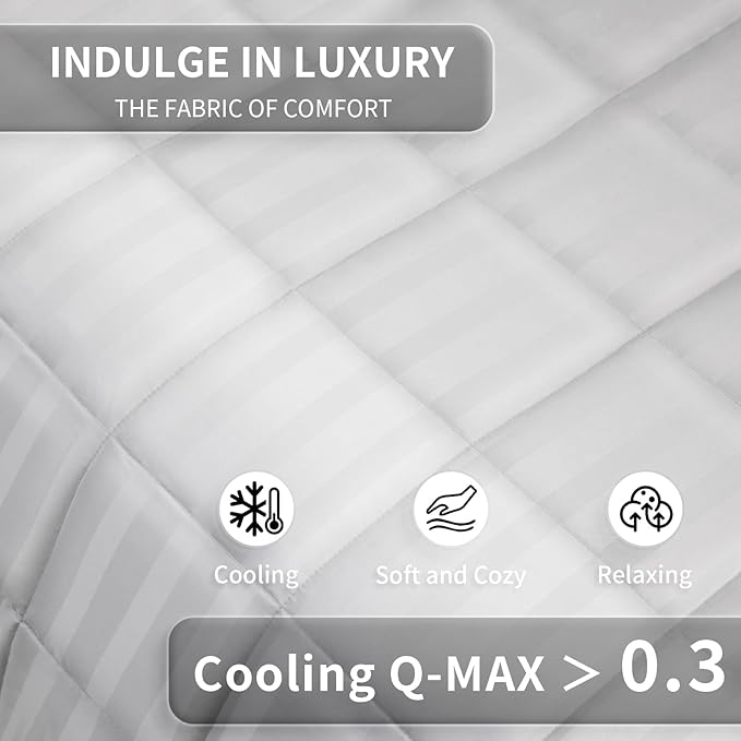 Weighted Blanket for Adult,30lbs Heavy Weighted Blanket 88"x104" Breathable Cooling Summer Blankets, Ultra Soft Cotton Comfort Throw Blanket with Glass Beads for All-Season (White)