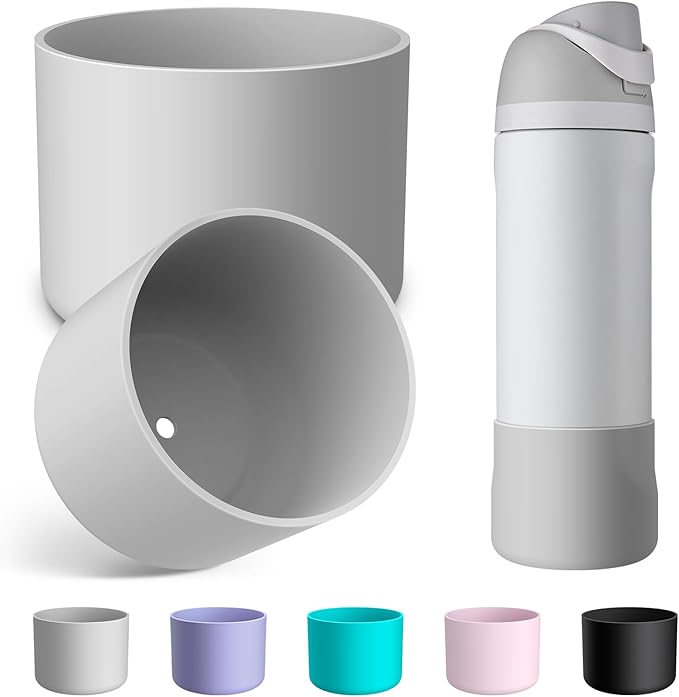 2PCS Silicone Water Bottle Boot for Owala 24oz 32oz 40oz, Anti-Slip Protective Sleeve Bottom Bumper Protector for FreeSip, Twist, and Flip Stainless Steel Water Bottles