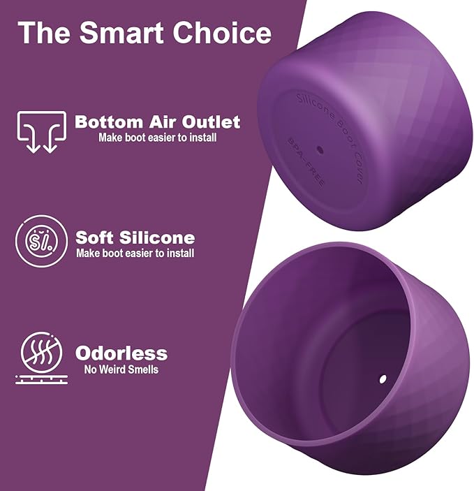 2PCS Silicone Water Bottle Boot for Owala 24oz 32oz 40oz, Anti-Slip Protective Sleeve Bottom Bumper Protector for FreeSip, Twist, and Flip Stainless Steel Water Bottles