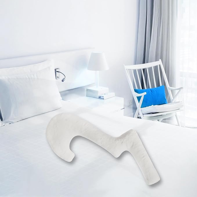 Swan Body Pillowcase, 68 Inches Memory Foam Full Body Pillowcase for Side Sleeper, Long Pillowcase with Contour Support for Back, Knee, Leg Relief - Middle White