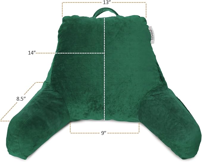 Nestl Reading Pillow for Kids, Small Bed Pillow, Back Pillow for Sitting in Bed, Memory Foam Chair Pillow, Reading & Bed Rest Pillows, Dark Green Back Pillow for Bed, Arm Pillow with Pockets