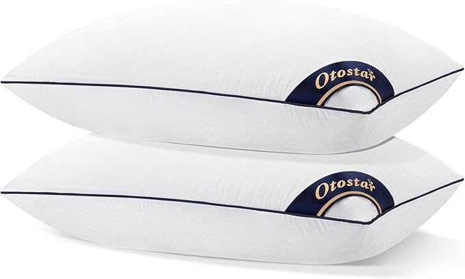 OTOSTAR Bed Pillows for Sleeping 2 Pack Queen Size Cooling Pillows Luxury Sleeping Pillow 3D Microfiber Filling Breathable Cover Soft Hotel Collection Pillows for Back Side or Stomach Sleepers