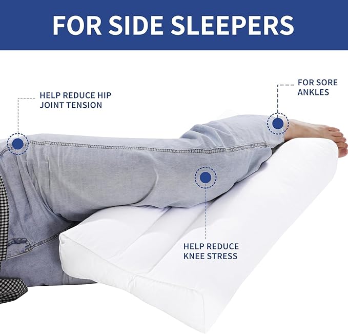 HOMBYS Knee Pillow for Side Sleepers with Groove, Down Alternative Between Leg Pillow for Sleeping,Under Knee Pillow for Sleeping on Back,Spine Alignment, Lower Back Pain Relief, Machine Washable