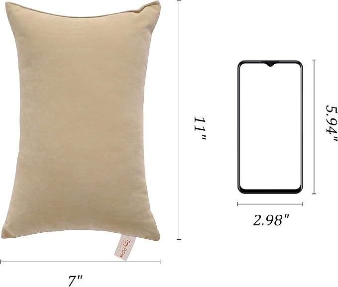 BEDSUM 2 Pack Tiny Pillows, 11"x7" Microfiber Mini Pillows for Travel, Dogs, Cats, Soft and Machine Washable Small Pillows for Neck, Wrist, and Knee Comfort, Taupe