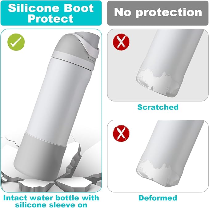2PCS Silicone Water Bottle Boot for Owala 24oz 32oz 40oz, Anti-Slip Protective Sleeve Bottom Bumper Protector for FreeSip, Twist, and Flip Stainless Steel Water Bottles