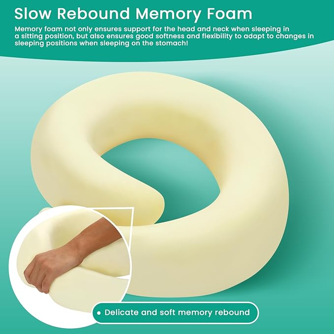 Travel Pillow, Neck Travel Pillow, Memory Foam Neck Travel Pillow, for Airplane Sleeping Neck Support,A Versatile and Exquisite Neck Pillow(Peacock Blue)