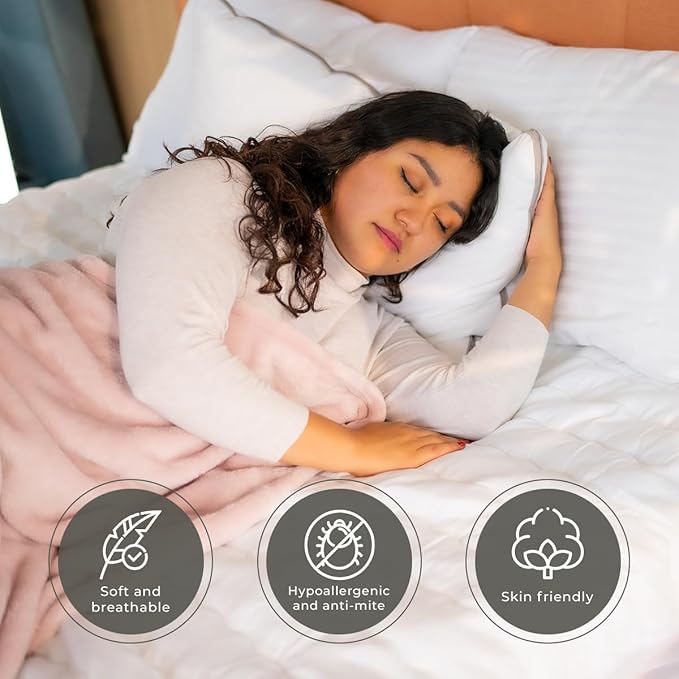 Set of 2 Bed Pillows for Sleeping King Size | Comfortable and Supportive | Premium Soft Down Alternative Microfiber Filled | Back and Side Sleeper Pillow