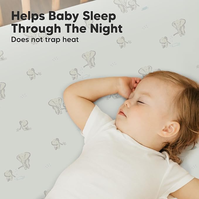 2-Pack Mini Crib Sheets Fitted, Pack and Play Sheets - Organic Cotton Pack N Play Sheets for Pack and Play Mattress, Playard Baby Crib Sheets, Jersey Crib Sheets Neutral for Boys, Girls (Elly)