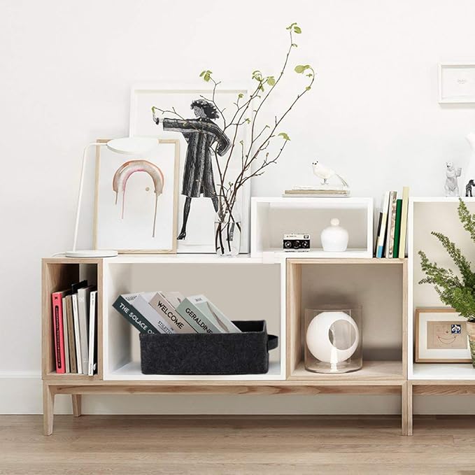 Short Storage Baskets Small Rectangle Basket Storage Bins Organizer for Candles Controls Remotes DVDs Board Games Seasonal Items Keepsakes Storage Basket