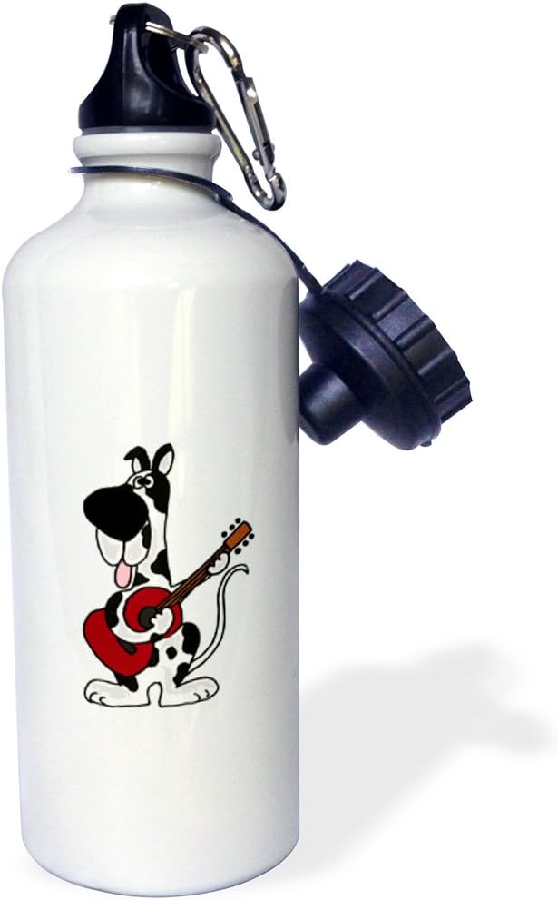 3dRose Harlequin Dane Playing The Guitar Sports Water Bottle, 21 oz, Multicolored