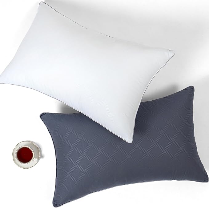 Pillows for Sleeping 4 Pack Bed Pillow Set of 4 for Side Back and Stomach Sleepers Down Alternative Filling Luxury Soft (Grey-White, King(4 Pack))