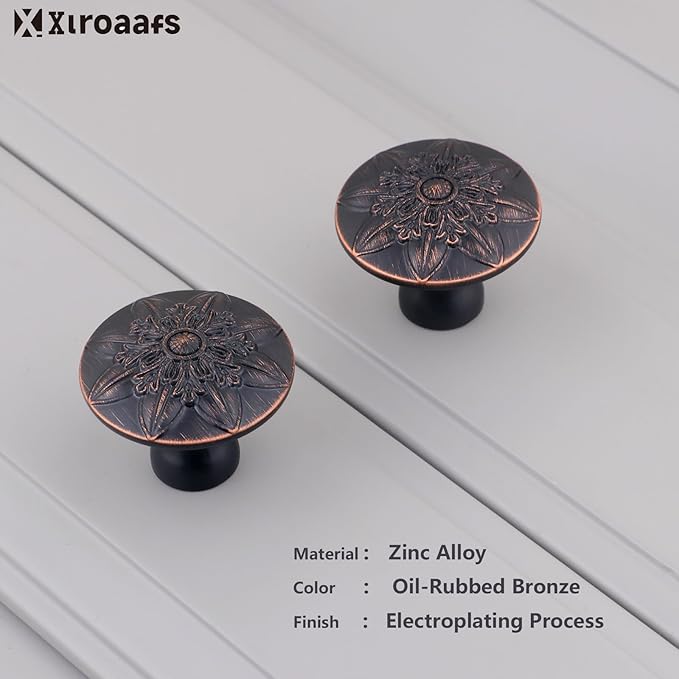 4 Pack Oil Rubbed Bronze Cabinet Hardware Knobs Round,1-2/5" Bronze Knobs Handles for Cabinets and Drawers Antique Bronze Dresser Knobs Drawer Knobs