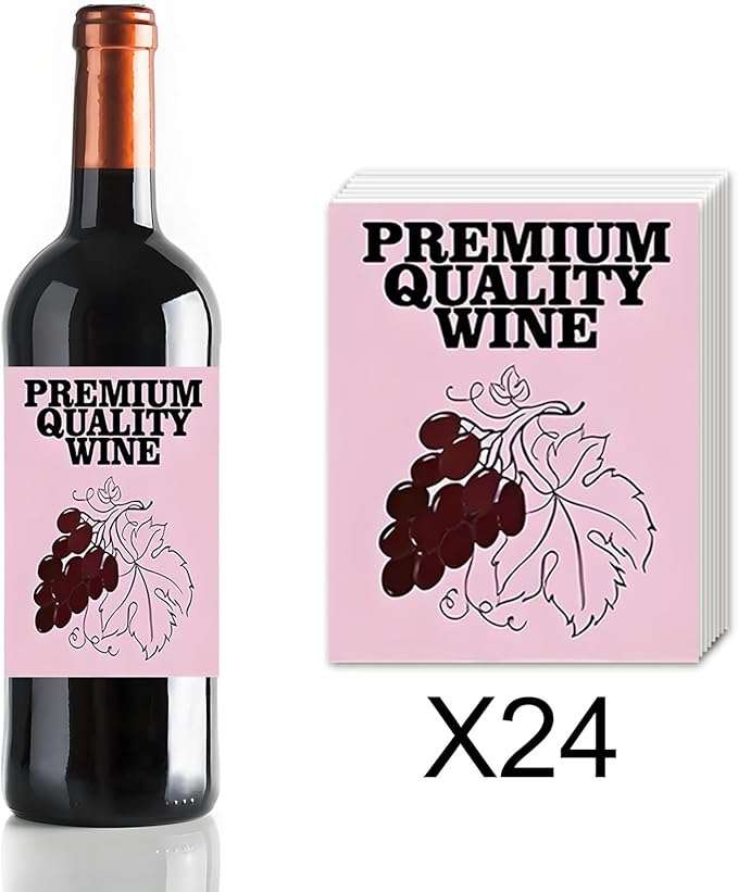 24pcs Wine Bottle Label VINEYARD Decorations Waterproof Wraps Sticker 3.35 x 3.75 In for wine Bottle Women Men Party Supply