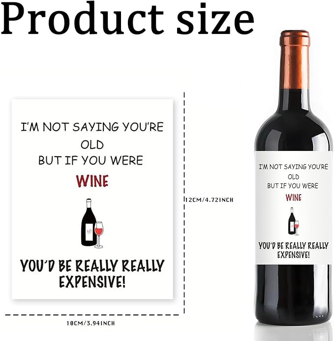 24Pcs Funny Wine Bottle Label,Funny Cute Wine BottleTags Stickers Birthday Party Decorations Waterproof Wraps Sticker for Champagne Bottle Women Men Party Supply